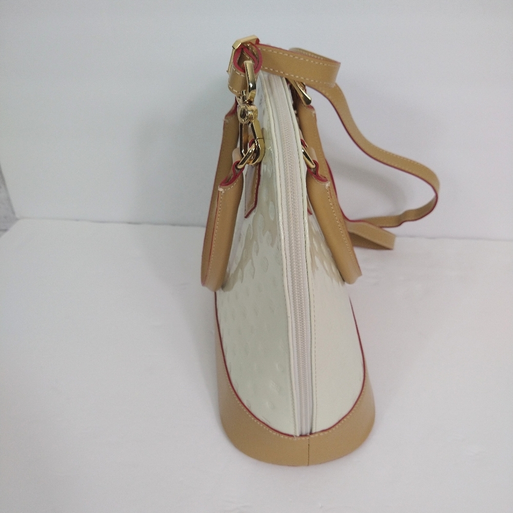 Arcadia cream and tan leather satchel bag - Picture 3 of 12